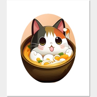 Vintage Kawaii Lucky Cat Ramen Bowl - Cat Lover Posters and Art